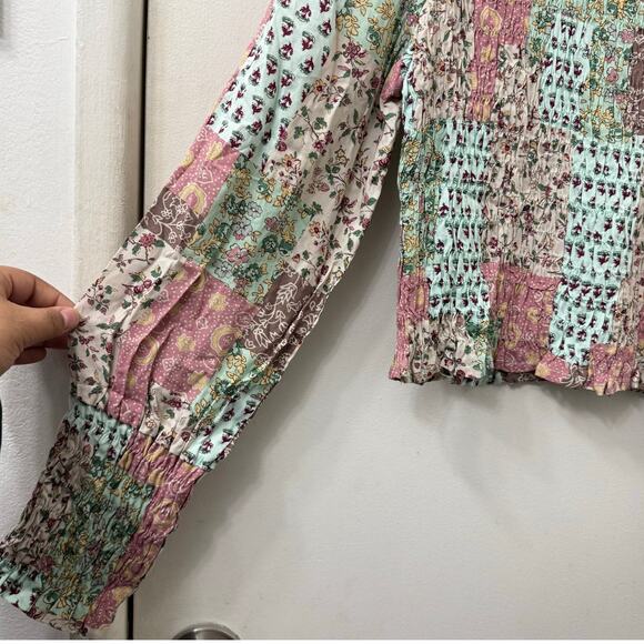 NEW Gigio USA Small Patchwork Smocked Top Cute Coquette Cottagecore Maximalism - Picture 5 of 9